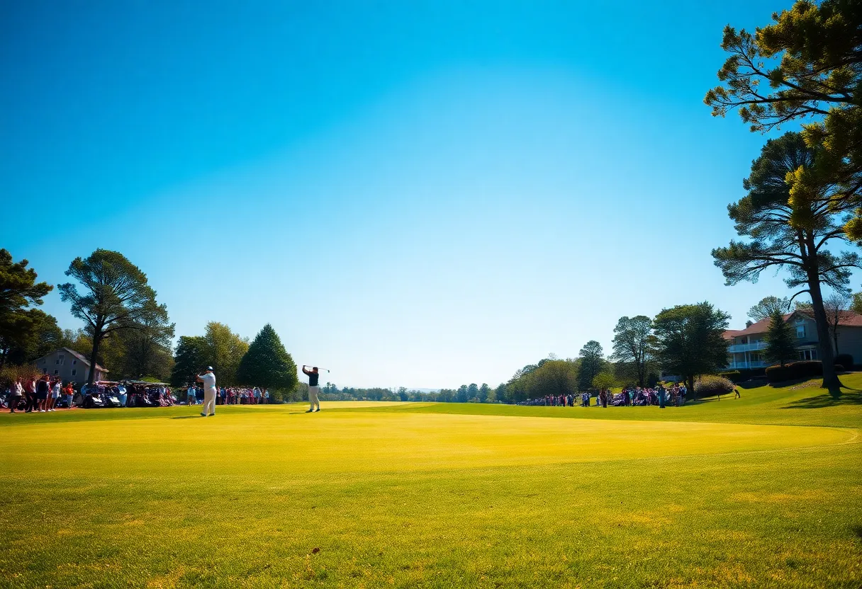 Golfers competing at a championship golf course