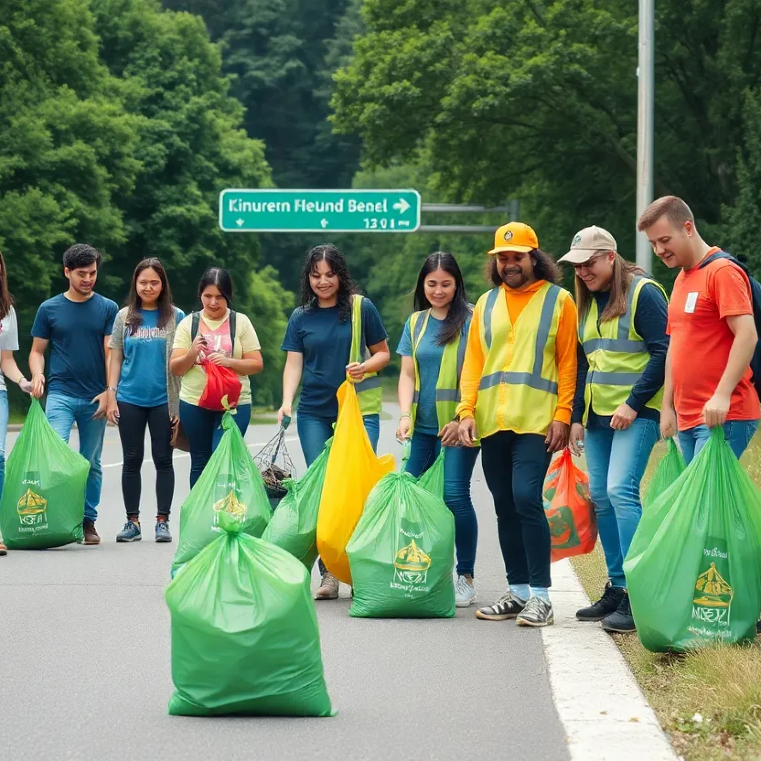 Volunteers collecting trash during the JAXPORT Earth Day cleanup