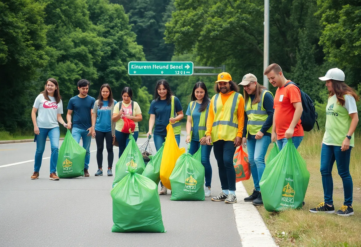 Volunteers collecting trash during the JAXPORT Earth Day cleanup