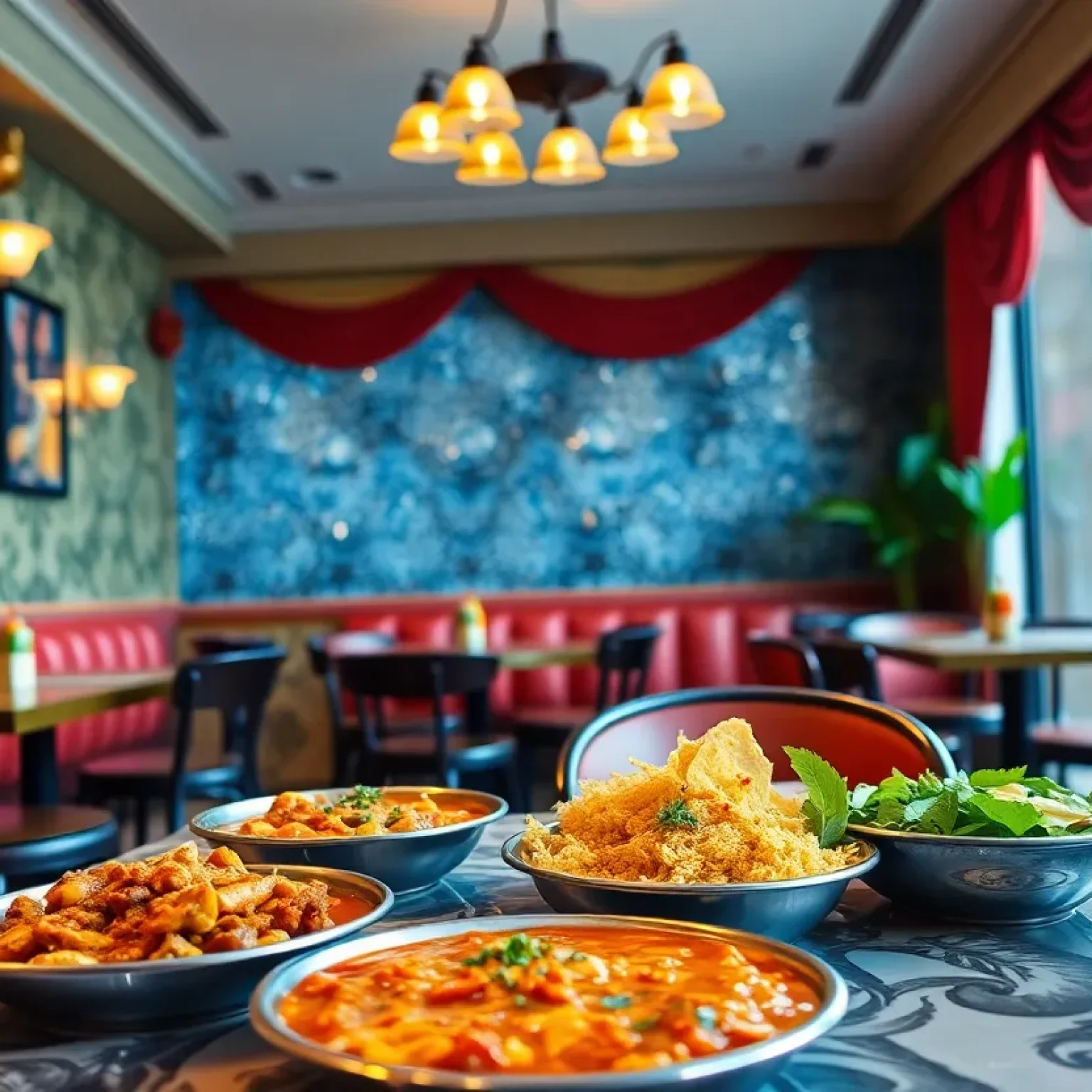 Interior of Kolapasi Indian Canteen with South Indian cuisine