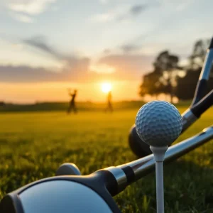 A peaceful golf course at sunset representing the Jacksonville golf community.
