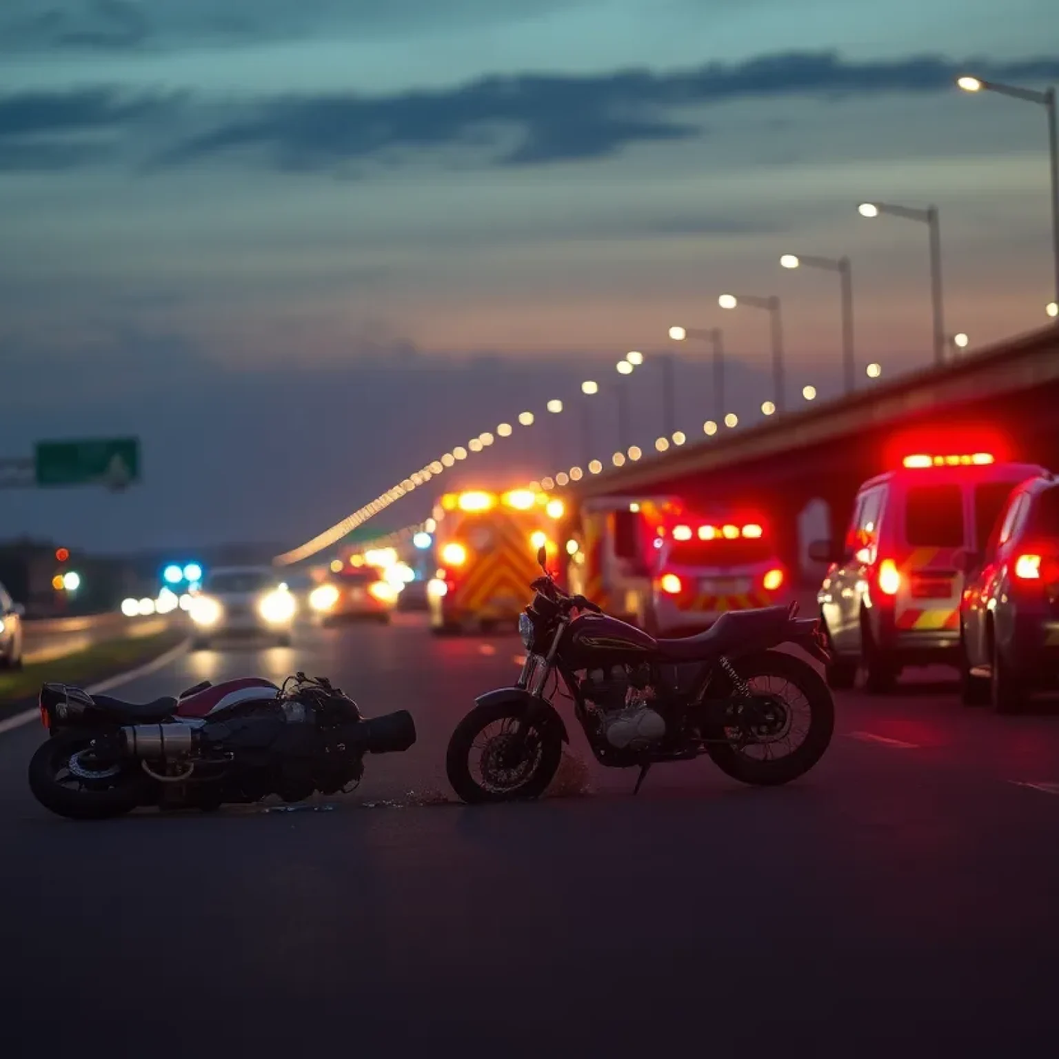 Emergency responders at the scene of a motorcycle accident on Interstate 295