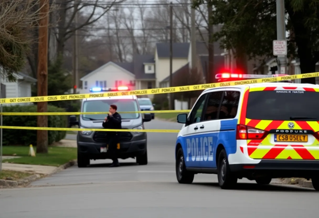 Police officers conducting an investigation in a neighborhood after a shooting incident.