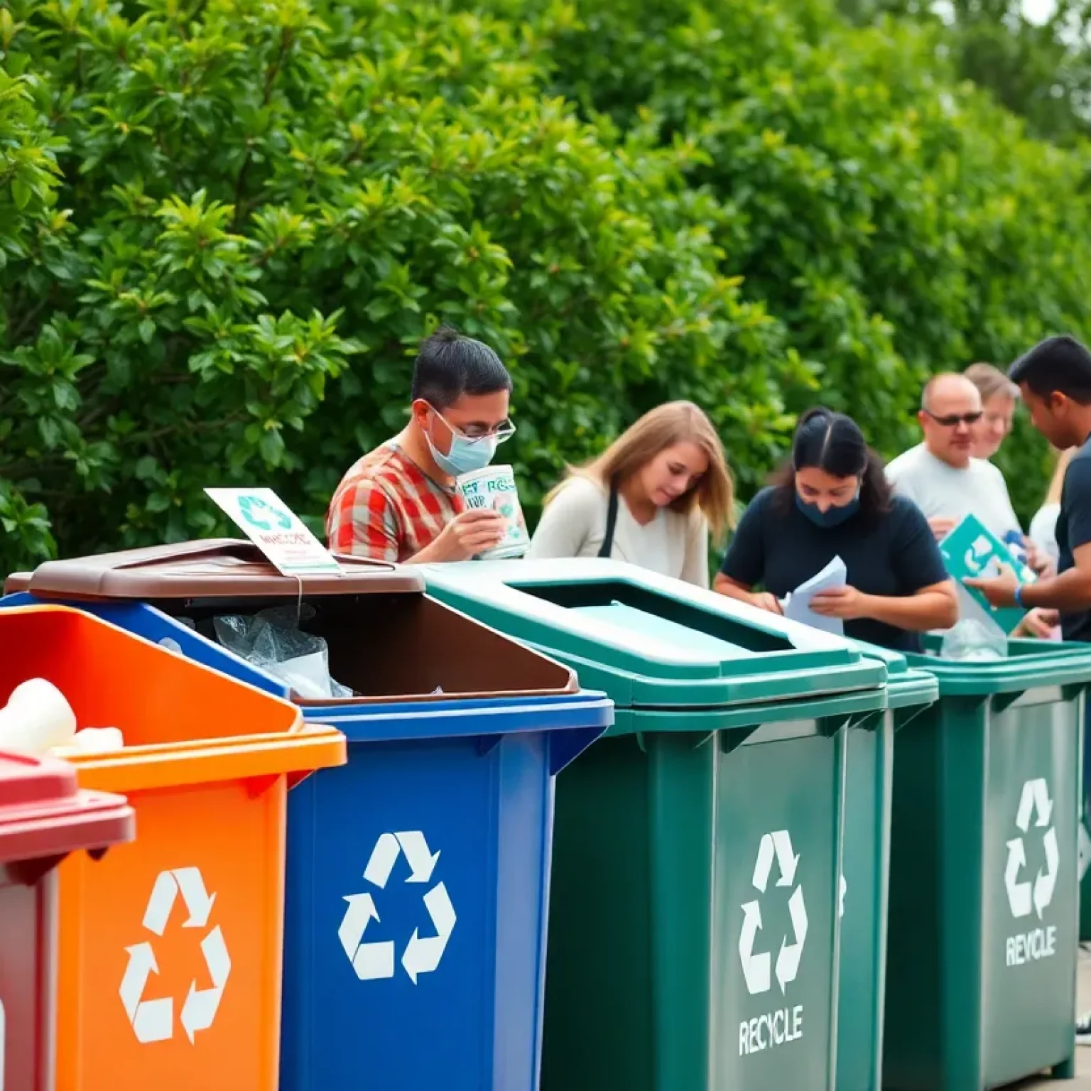 Residents of Jacksonville engaging in recycling activities in a local park.