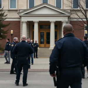 Police presence at a courthouse in Spring Hill