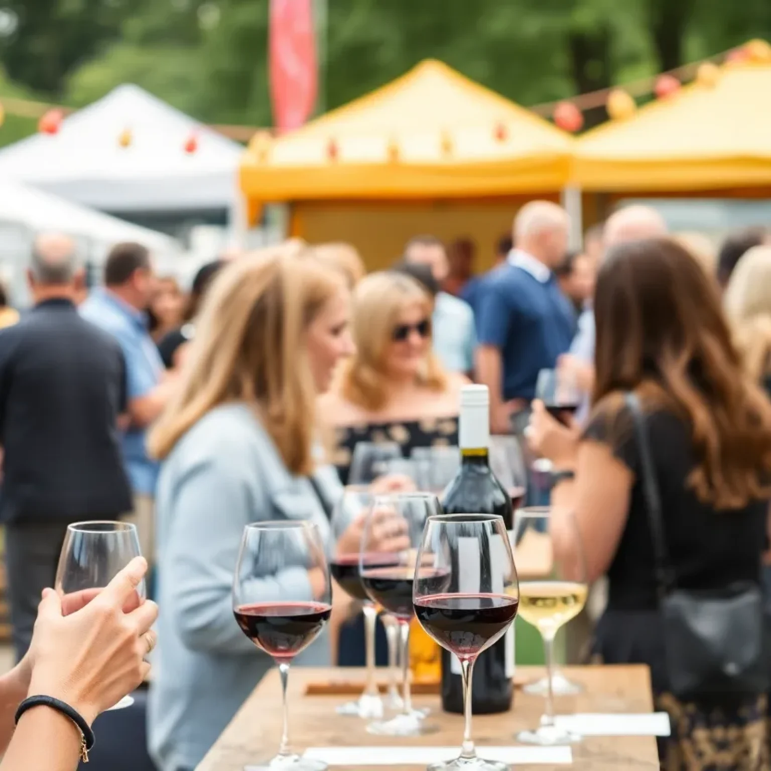 People enjoying wine tasting at the Think Bold Festival in Jacksonville